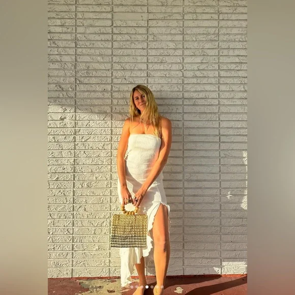 NWOT FREE PEOPLE Made Me Blush Midi Dress In White MSRP $98 Size M - Picture 6 of 11